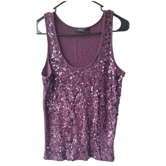 APT. 9 Purple Women's Tank Top With Pewter Sequins Size L - Picture 1 of 8